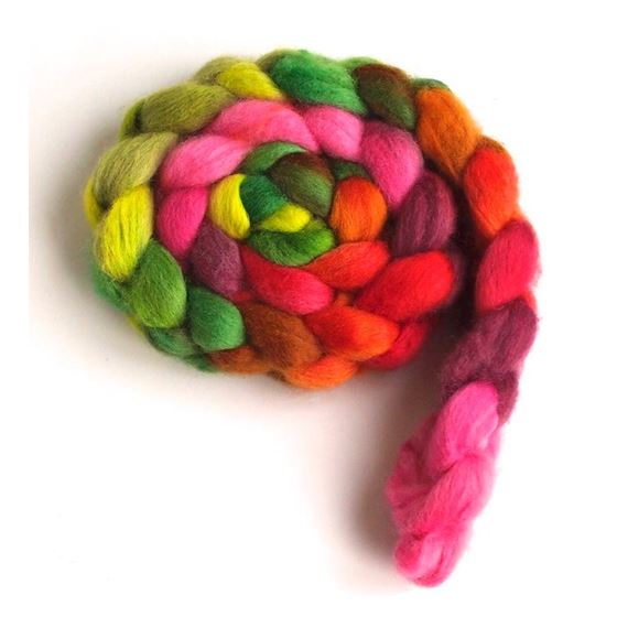 Blooms and Foliage on Falkland Wool Roving