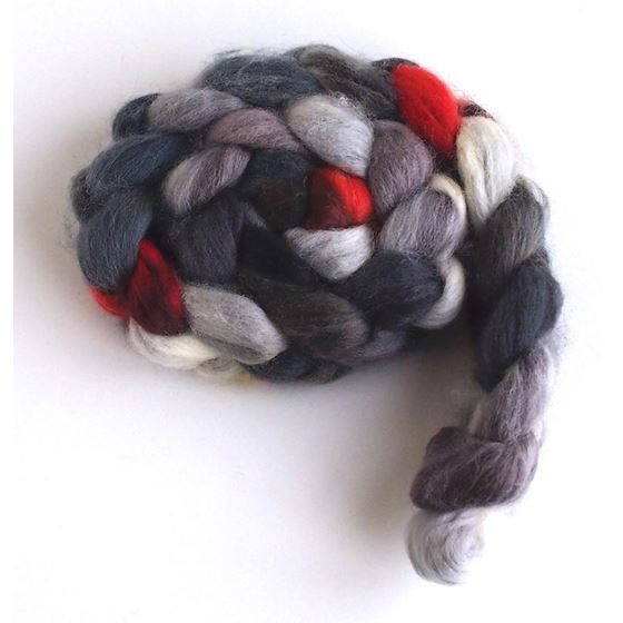 Hand Dyed Corriedale Wool Roving 4oz Felting Huckleberry Spinning Fiber