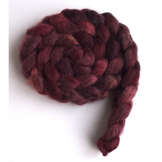 Cranberry Medley on Mixed BFL/Silk Roving