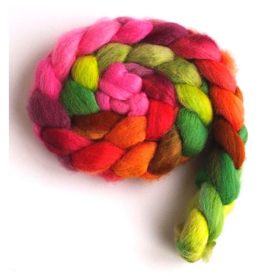 Blooms and Foliage on Falkland Wool Roving